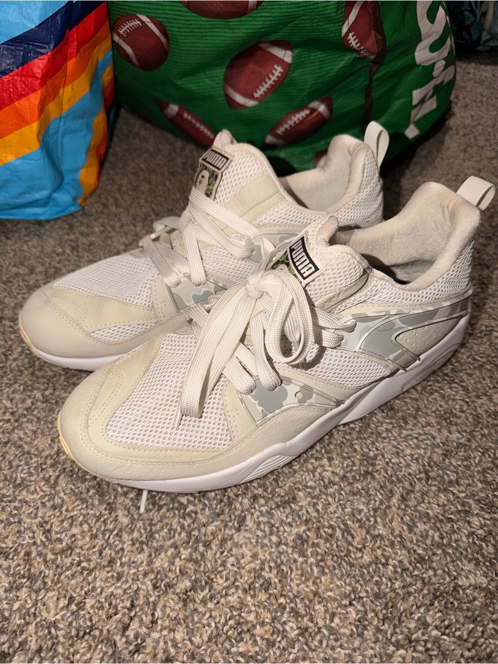 Puma Men’s Cream/White Mesh Athletic Sneakers